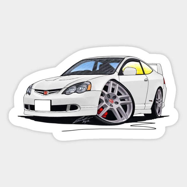 Honda Integra DC5 White Caricature Car Art Sticker by y30man5